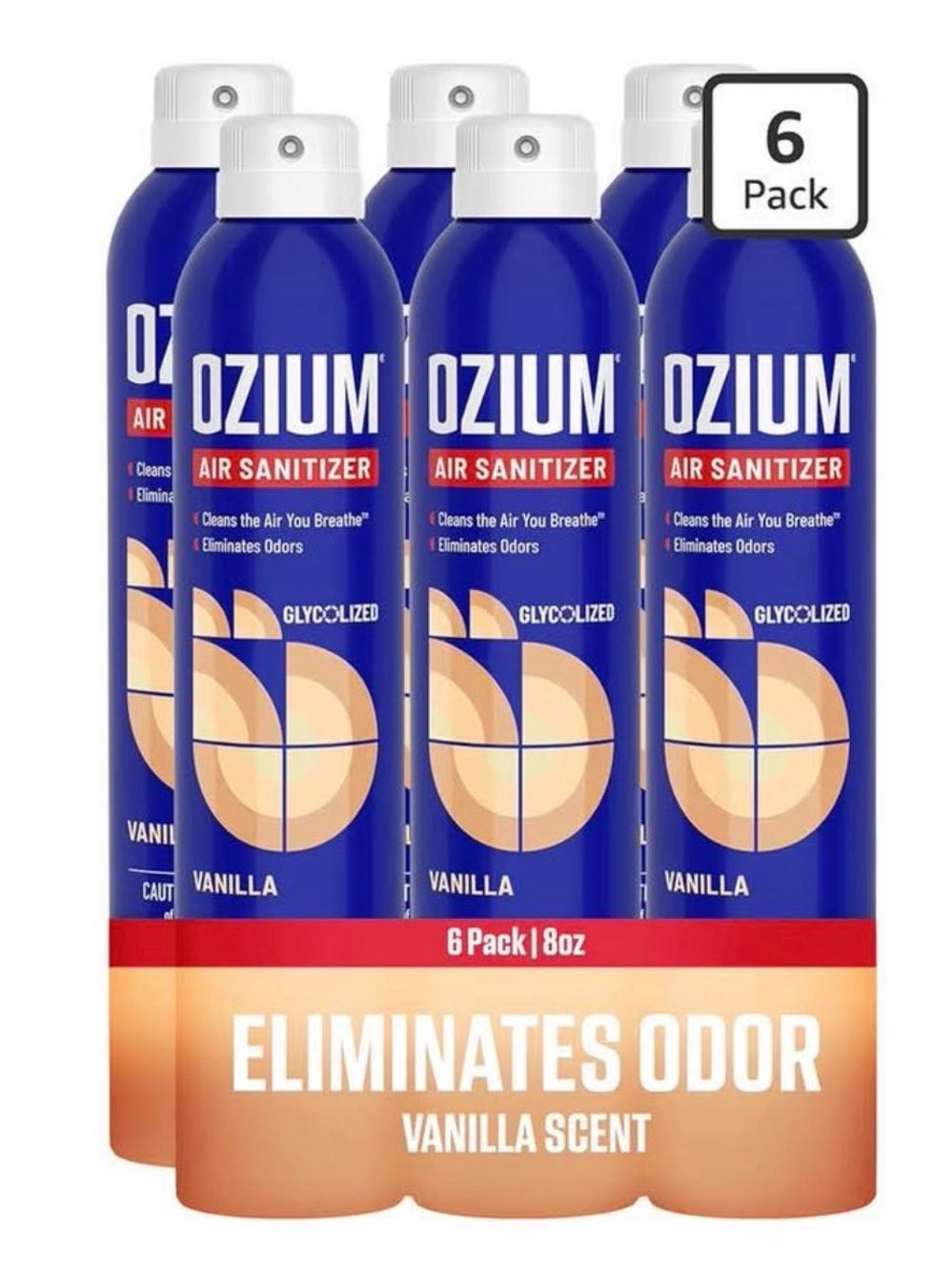 Ozium Air Sanitizer & Odor Eliminator for Homes, Cars & More, 6-Pack